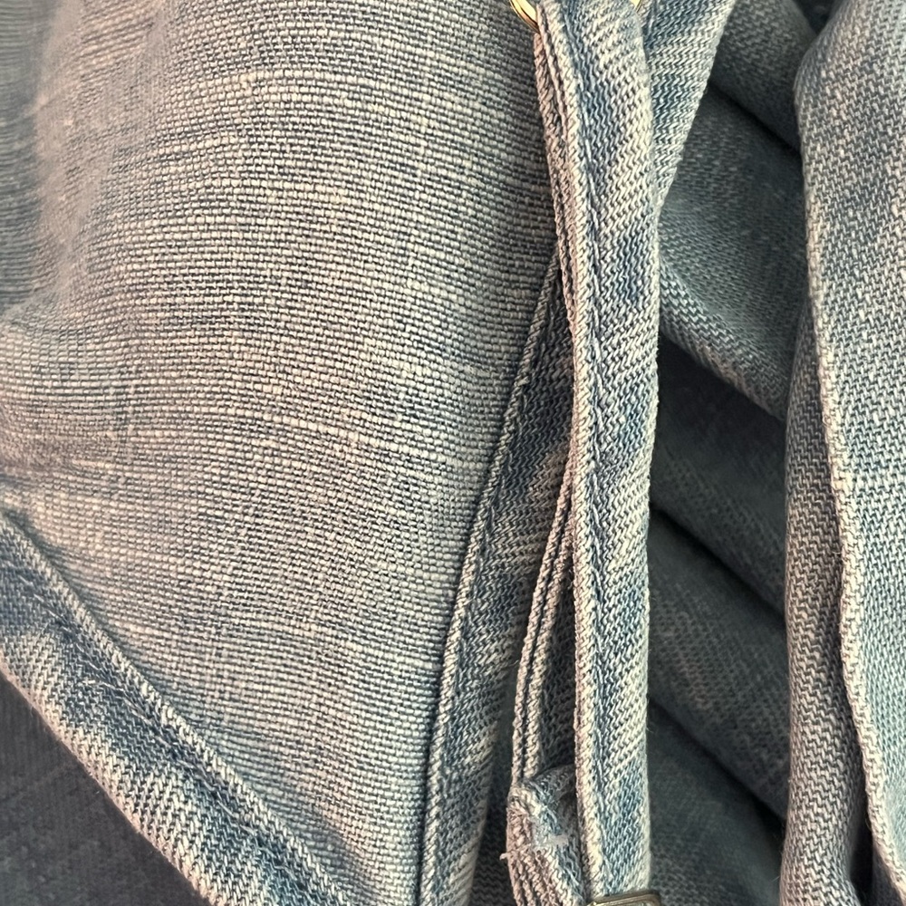 NEW LOFT Linen Lyocell Chambray Tiered Belted Swing Midi Dress Size Medium - Picture 10 of 13
